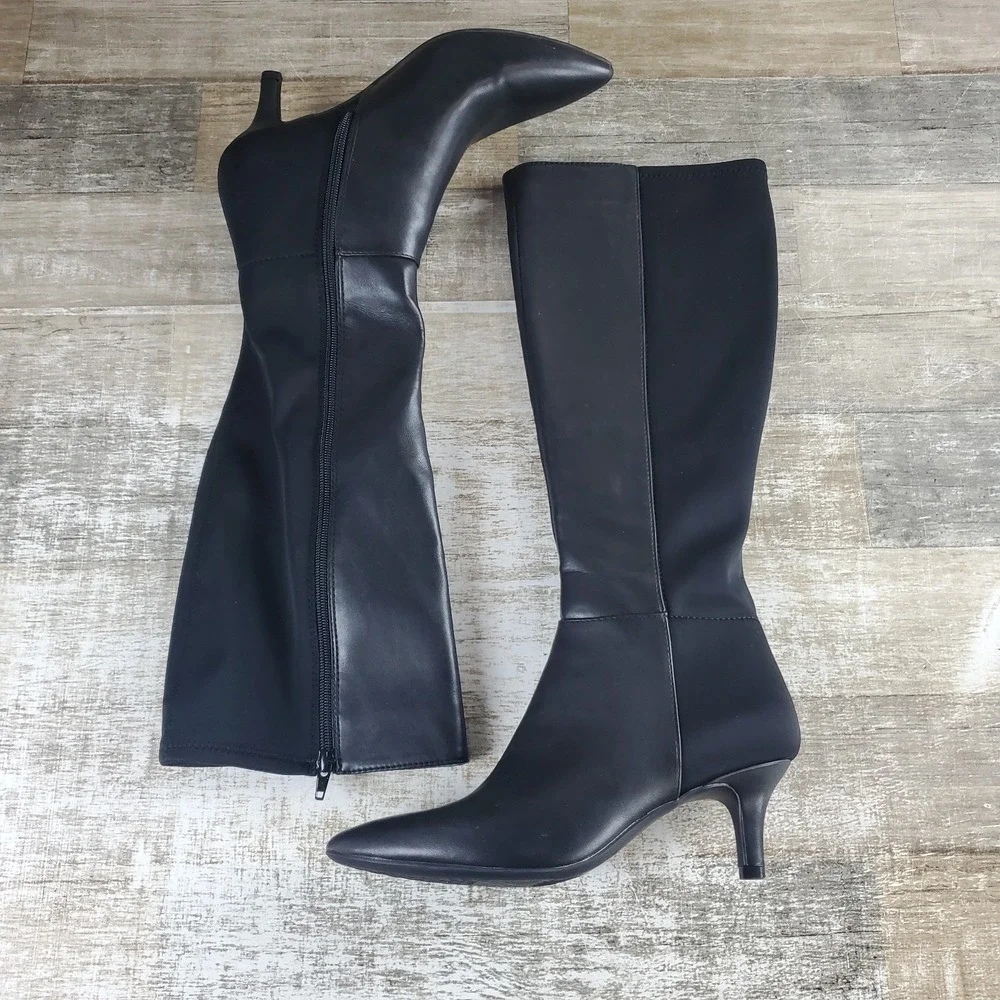 Aerosoles Epic 2 Womens Knee-High Boot Sz 6.5 Wide Calf Side Zip Pointed Toe